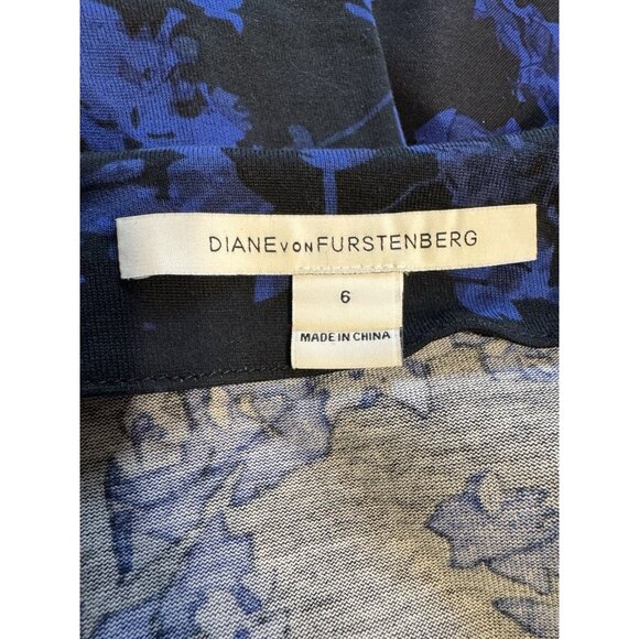 DVF Diane Von Furstenberg Valerie Wrap Dress 6 Small Blue Black Wool Silk Cotton - Picture 8 of 16